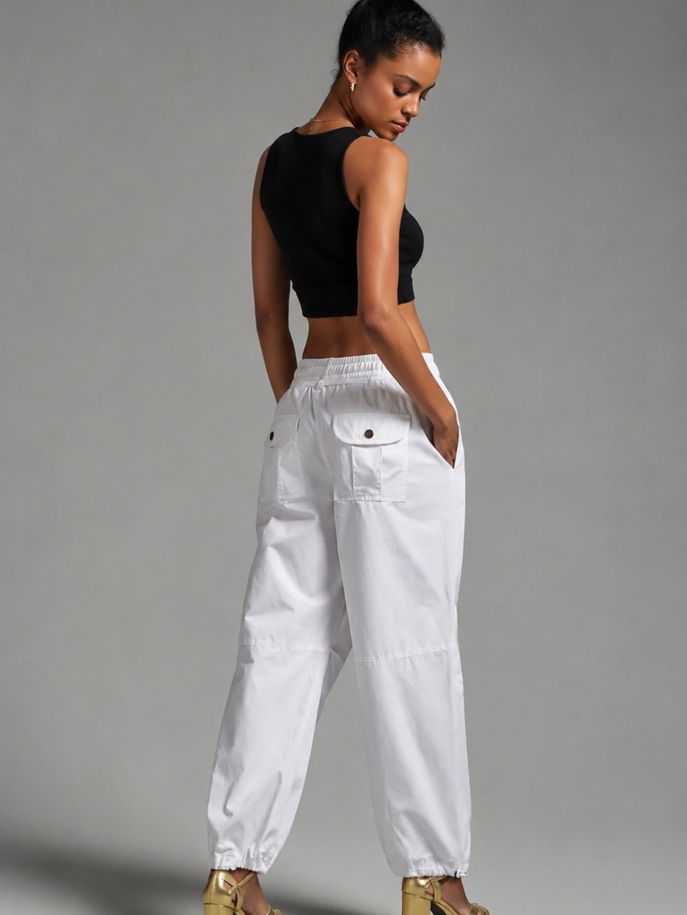 Pilcro low rise, parachute pants white - Picture 3 of 10